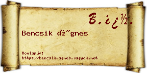 Bencsik Ágnes névjegykártya