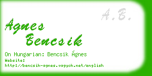 agnes bencsik business card